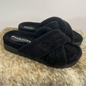 5 for $25🔥Fabletics Terry Criss Cross Plush Black Sides Sandals Size 7
